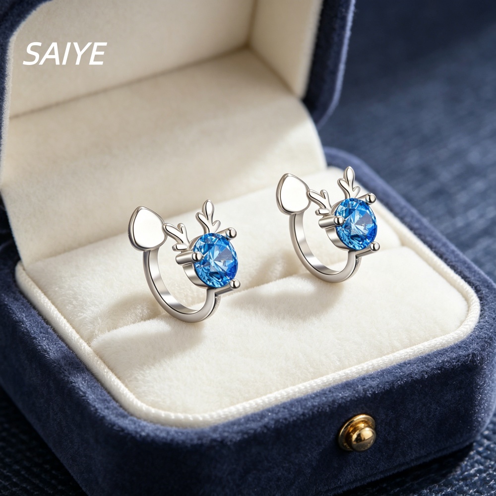 Ear Cuff No Piercing - 925 스털링 실버 엘크 귀걸이 (피어싱