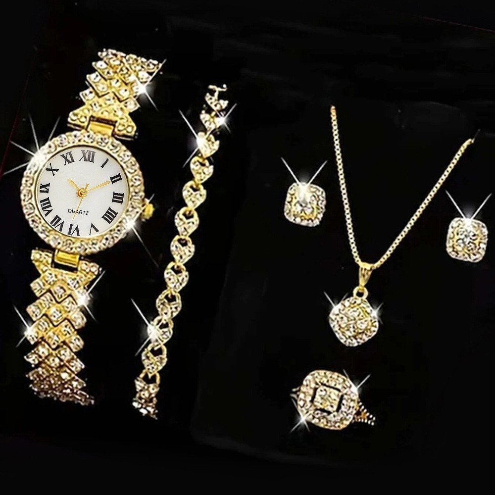 Jewelry Box Watches Bracelets - 6개/세트 럭셔리 라인스톤 여성용 시계 패션