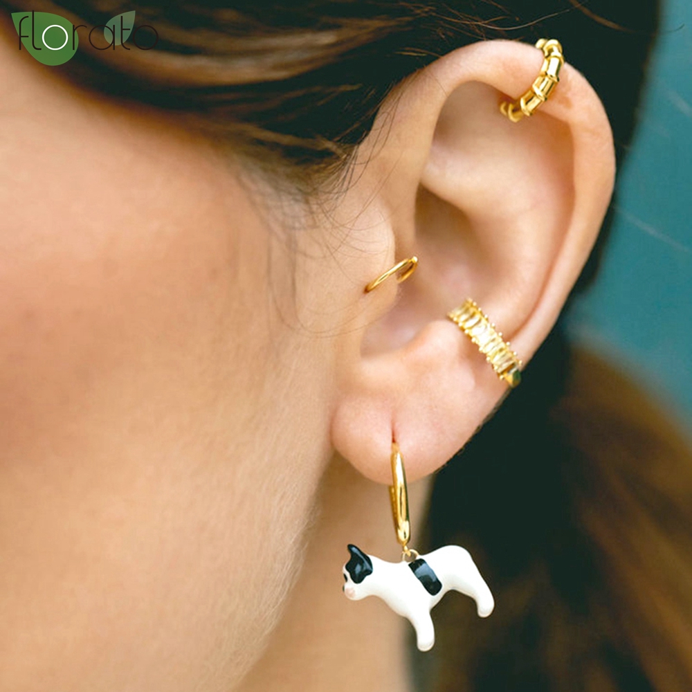 Ear Cuff No Piercing - 1개 18k 금도금 지르콘 귀찌 여성용