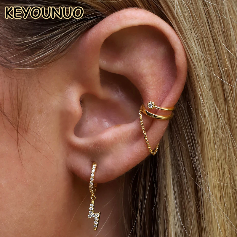 Ear Cuff No Piercing - KEYOUNUO 여성을위한 골드 채워진 실버 컬러