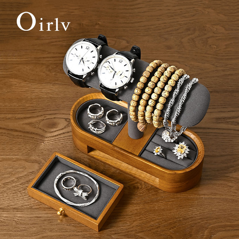 Jewelry Box Watches Bracelets - Oirlv 단단한 나무 시계 주최자 선반
