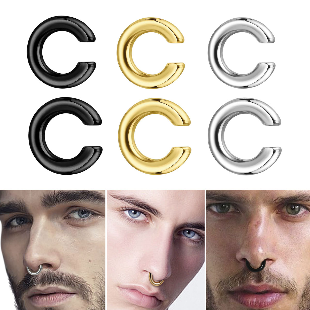 Ear Cuff No Piercing - 1pc 과장된 c 자형 비 피어싱