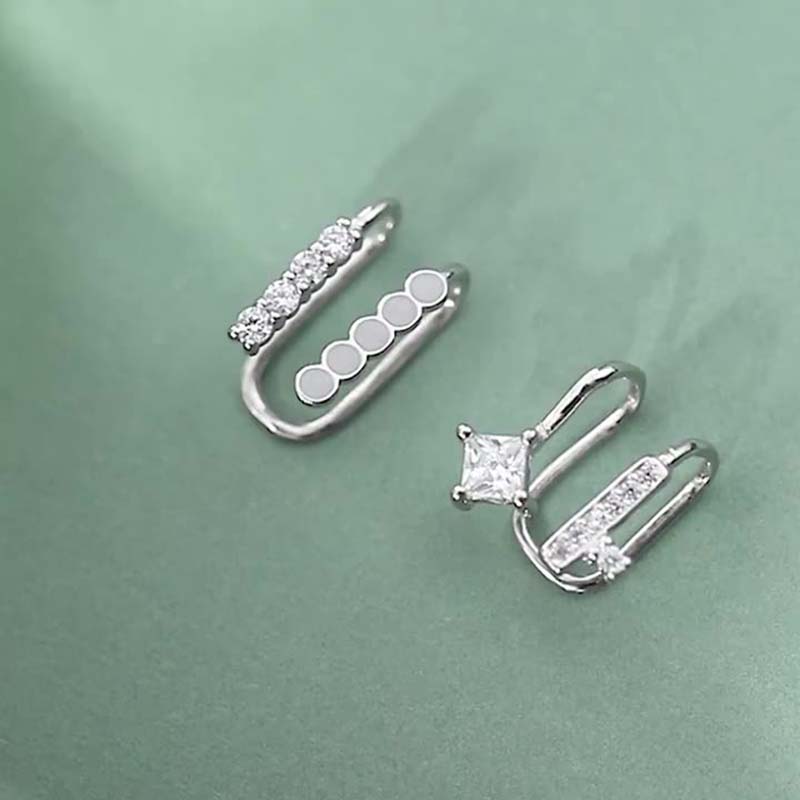 Ear Cuff No Piercing - 925 스털링 실버 비대칭 큐빅 지르콘
