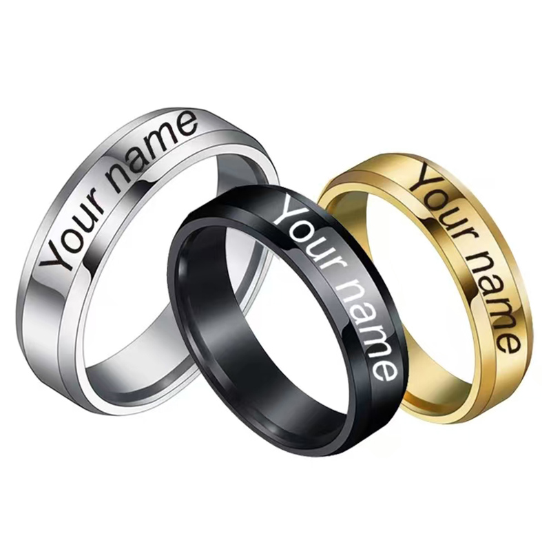 Titanium Steel Ring - 남녀공용 커스텀 반지, 당신의 이름이 새겨진