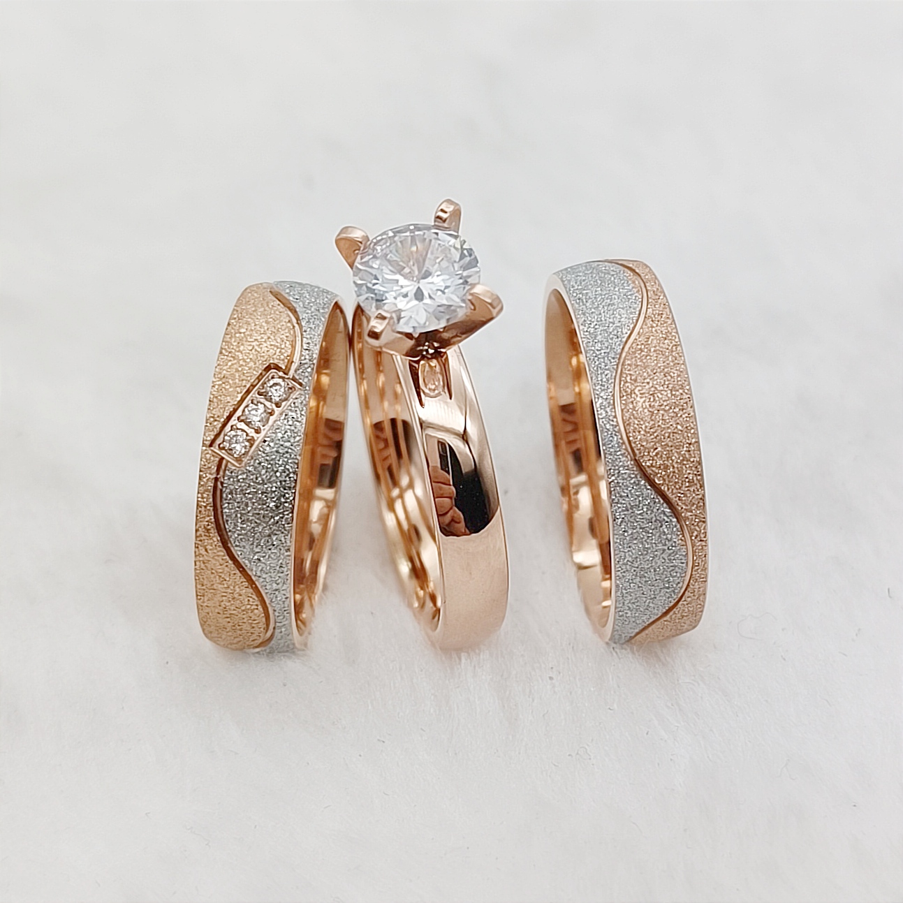 Titanium Steel Ring - 제안 3pcs 결혼 약속 웨딩 약혼