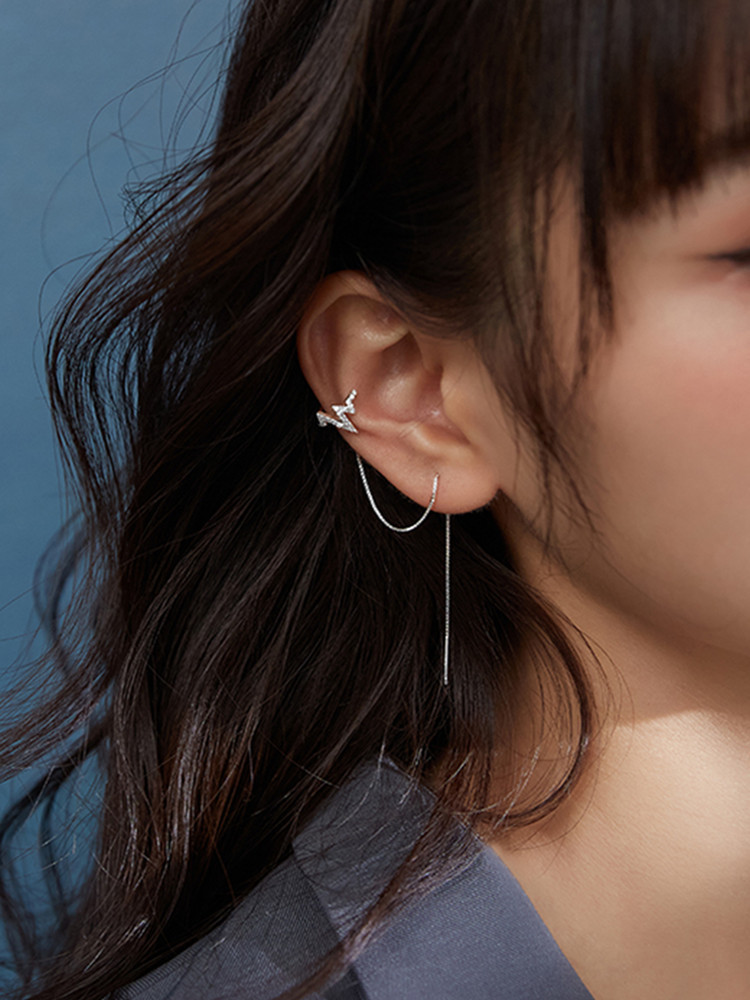 진짜 925 스털링 실버 이중 체인 클립형 귀걸이 여성 - Ear Cuff No Piercing 리뷰 및 가격