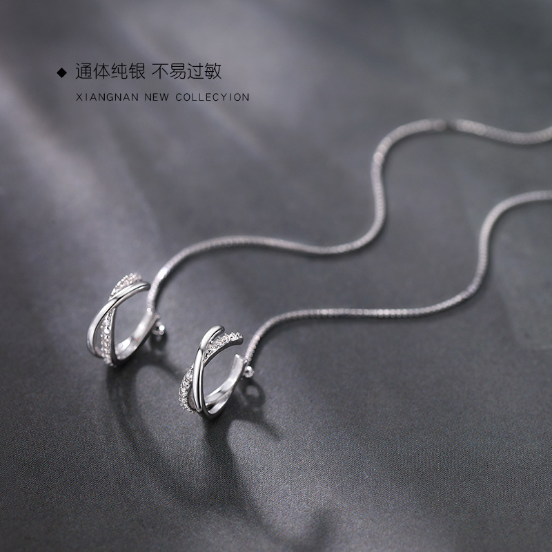 진짜 925 스털링 실버 이중 체인 클립형 귀걸이 여성 - Ear Cuff No Piercing 리뷰 및 가격