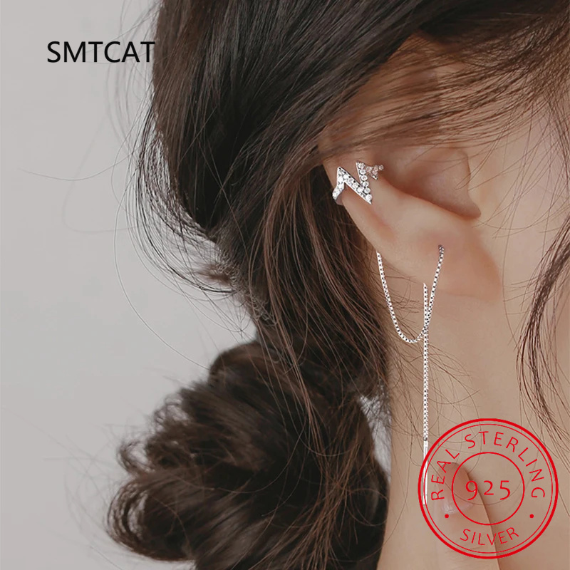 진짜 925 스털링 실버 이중 체인 클립형 귀걸이 여성 - Ear Cuff No Piercing 리뷰 및 가격