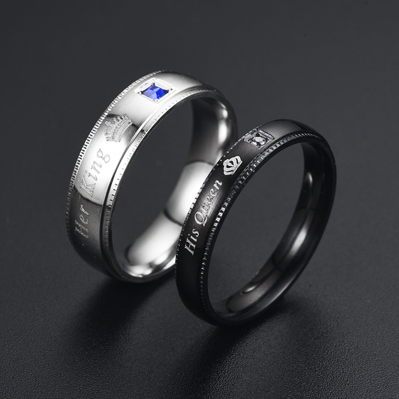 심플 커플 티타늄 스틸 반지 빛나는 큐빅 지르코니아 여 - Titanium Steel Ring 리뷰 및 가격