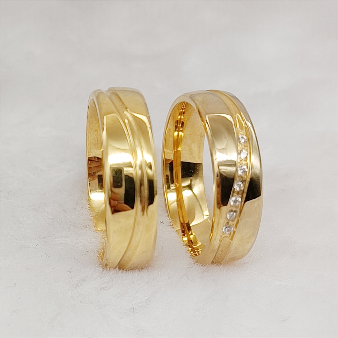 서양식 빛나는 연인 커플용 결혼 반지, 24k 금 도금 - Titanium Steel Ring 리뷰 및 가격