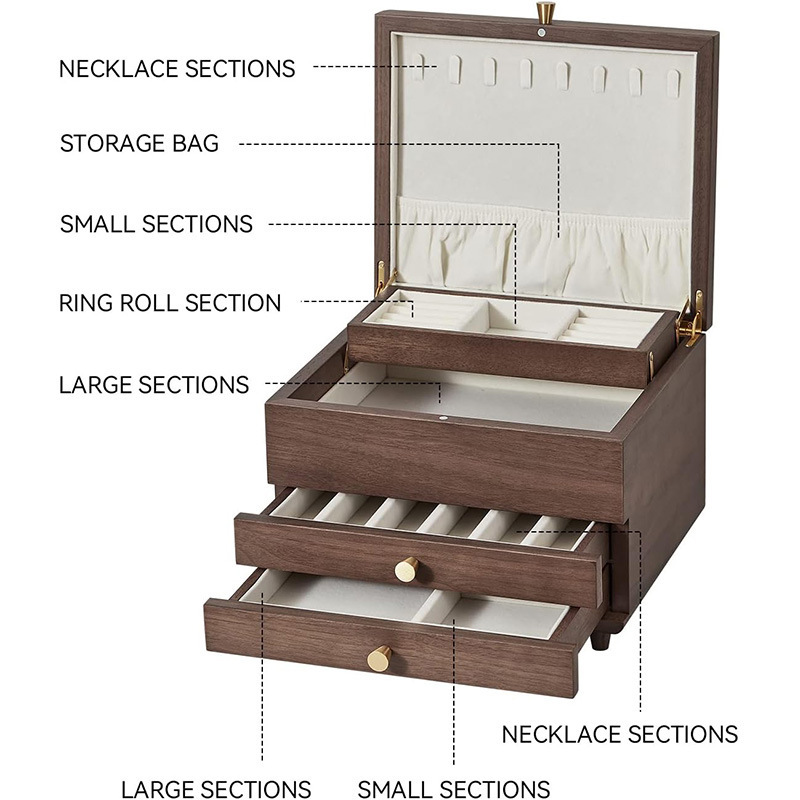다층 보석함, 팔찌, 시계 보관함, 목걸이, 목재 보석 - Jewelry Box Watches Bracelets 리뷰 및 가격