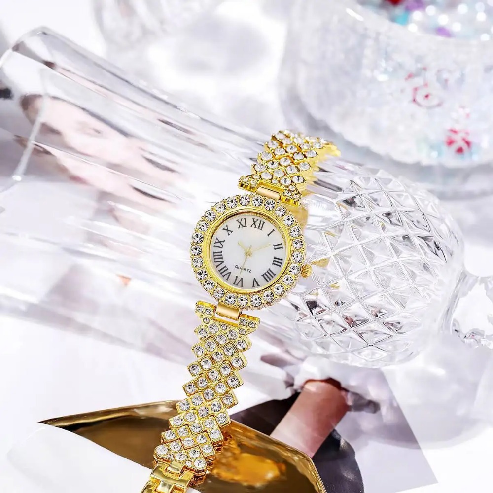 6개/세트 럭셔리 라인스톤 여성용 시계 패션 로마 다이 - Jewelry Box Watches Bracelets 리뷰 및 가격