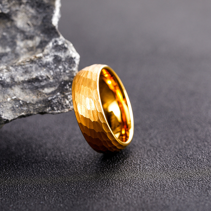 남성 여성을위한 망치로 쳐진 다각적 인 티타늄 반지 블 - Titanium Steel Ring 리뷰 및 가격
