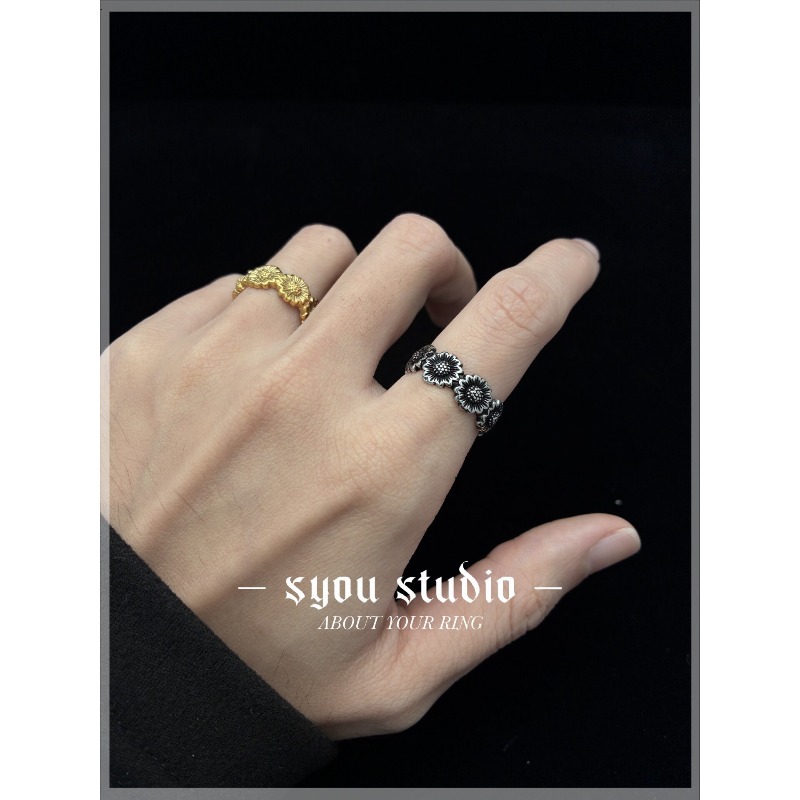 레트로 해바라기 커플링, 맞춤형 반지, 틈새 디자인,  - Titanium Steel Ring 리뷰 및 가격
