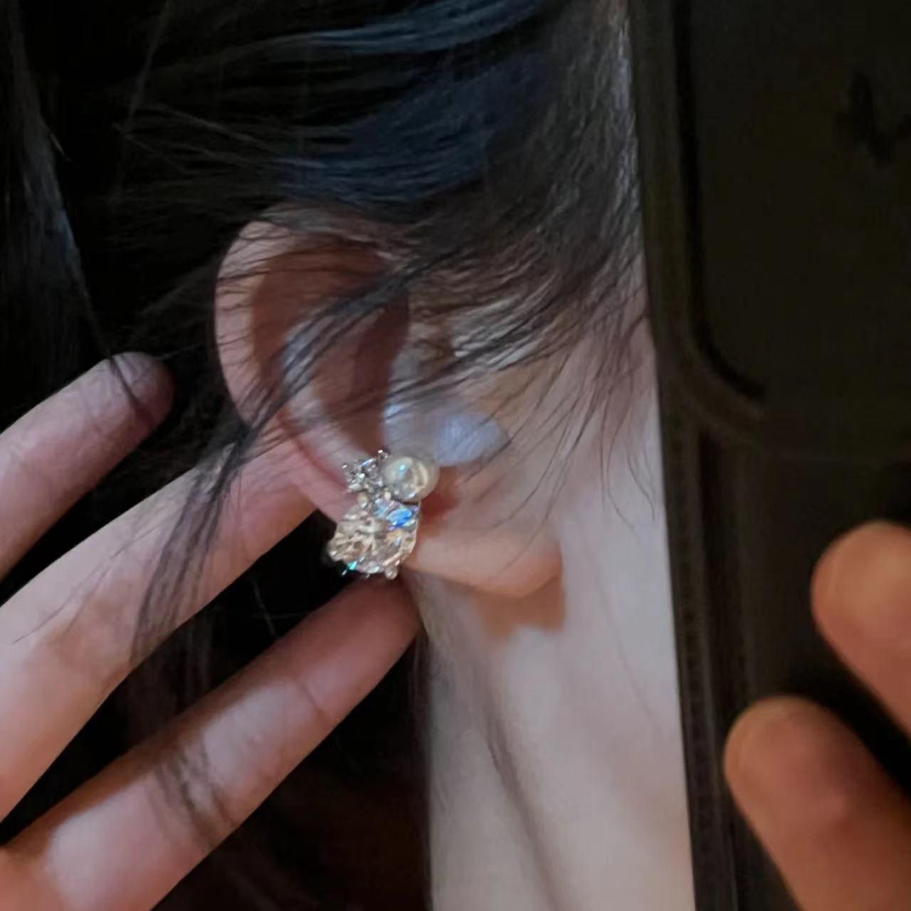 1개 반짝이는 모조 진주 지르콘 귀찌 여성용 펑크 기하 - Ear Cuff No Piercing 리뷰 및 가격