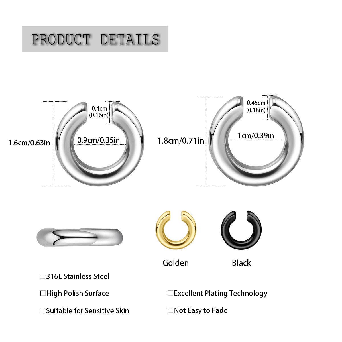 1pc 과장된 c 자형 비 피어싱 코 링 가짜 피어싱  - Ear Cuff No Piercing 리뷰 및 가격