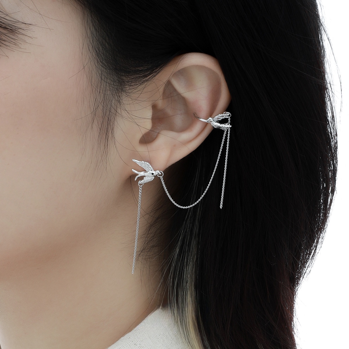 F.I.N.S 새 모양 S925 스털링 실버 체인 태슬 - Ear Cuff No Piercing 리뷰 및 가격