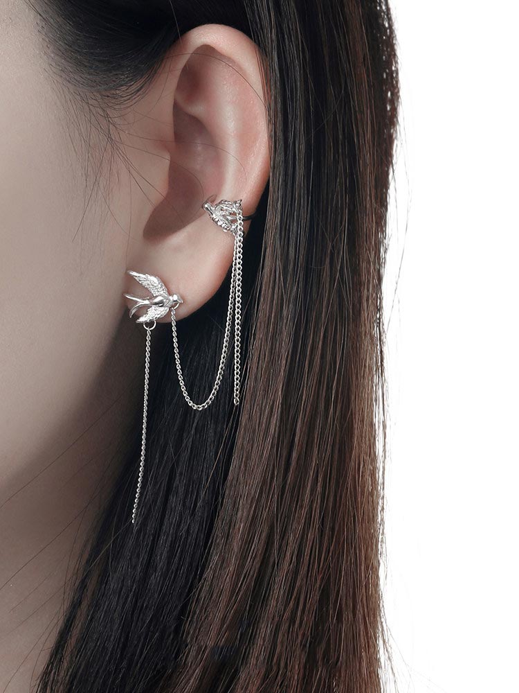 F.I.N.S 새 모양 S925 스털링 실버 체인 태슬 - Ear Cuff No Piercing 리뷰 및 가격