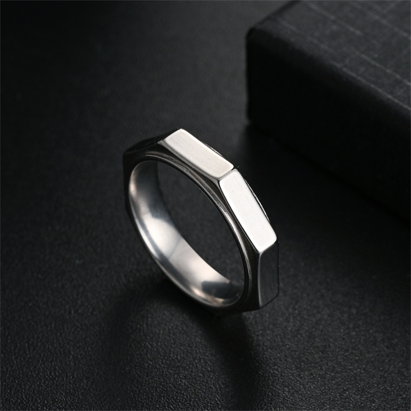 5MM 패션 육각형 티타늄 스틸 링 너트 모양 불안 완 - Titanium Steel Ring 리뷰 및 가격