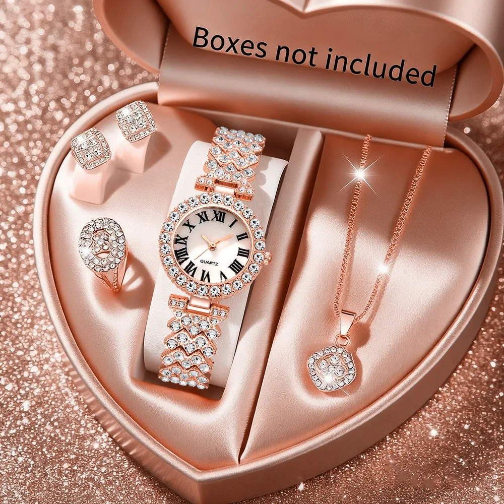 2026 5pcs 우아한 라인스톤 여성용 시계 패션 로 - Jewelry Box Watches Bracelets 리뷰 및 가격