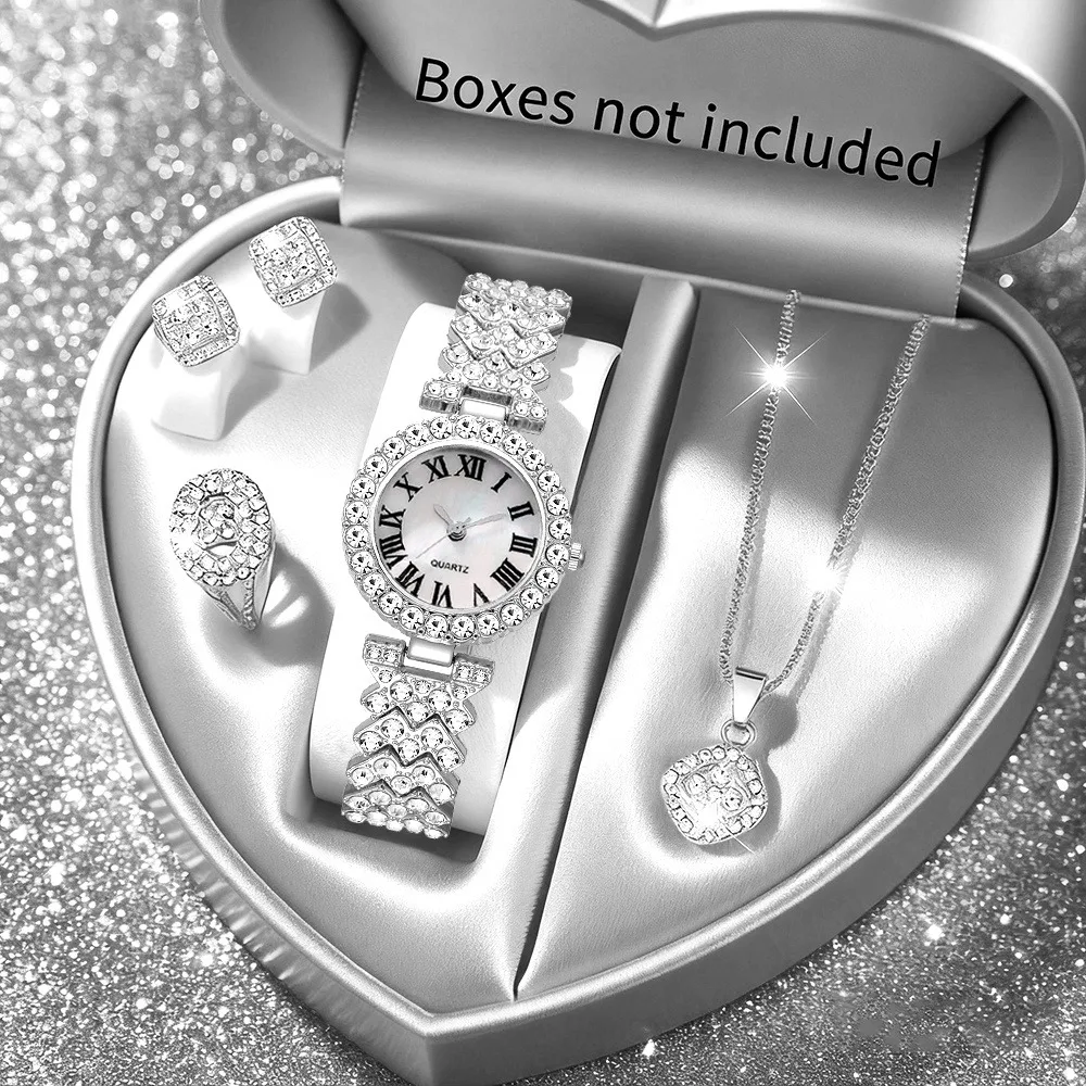 2026 5pcs 우아한 라인스톤 여성용 시계 패션 로 - Jewelry Box Watches Bracelets 리뷰 및 가격